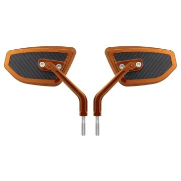 Orange HOGWORKZ® Anodized Performance Mirrors w/ Carbon Inlay