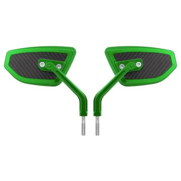 Green HOGWORKZ® Anodized Performance Mirrors w/ Carbon Inlay