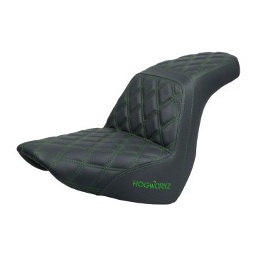 Rise Up Seat for Harley® Touring with Green Stitching from HOGWORKZ