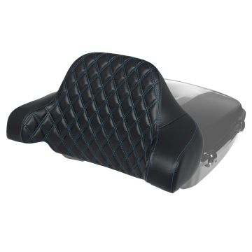 HOGWORKZ® Diamond Stitched Chopped Tour Pack Backrest Pad | Blue Stitching