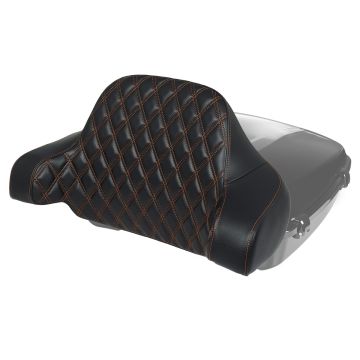 HOGWORKZ® Diamond Stitched Chopped Tour Pack Backrest Pad | Orange Stitching