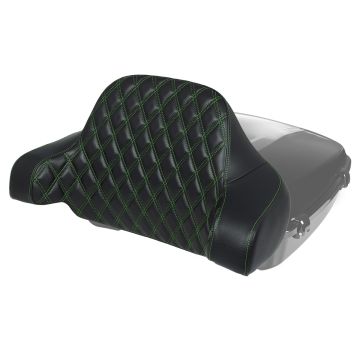 HOGWORKZ® Diamond Stitched Chopped Tour Pack Backrest Pad | Green Stitching