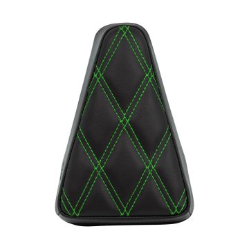 Havoc Sissy Bar Backrest Pad (Diamond / Green Stitch) from HOGWORKZ