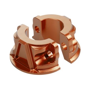 Orange Billet Brake & Clutch Perch Clamps for Harley® Softail / Dyna from HOGWORKZ