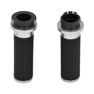 HOGWORKZ® Silver MX Style Hand Grips for Harley® Cable Throttle Models