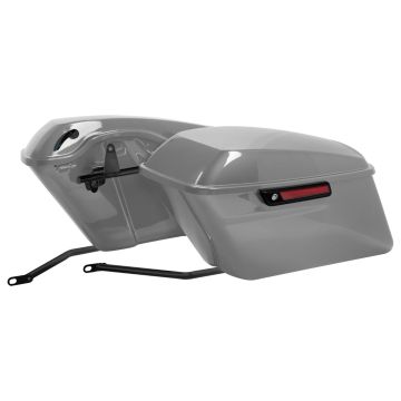 Billet Silver Standard Saddlebag Conversion Kit w/ Black Hardware for Harley® Softail '84-'17