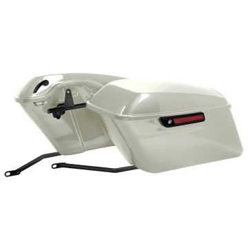 White Sand Pearl Standard Saddlebag Conversion Kit w/ Black Hardware for Harley® Softail
