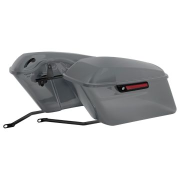 Charcoal Denim Standard Saddlebag Conversion Kit w/ Black Hardware for Harley® Softail '84-'17