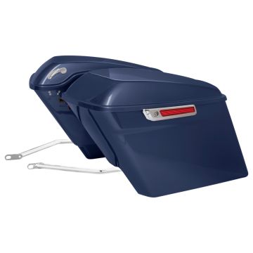 Big Blue Pearl Stretched Saddlebag Conversion Kit w/ Chrome Hardware for Harley® Softail '84-'17