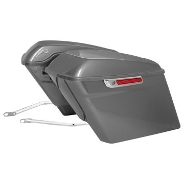 Charcoal Pearl Stretched Saddlebag Conversion Kit w/ Chrome Hardware for Harley® Softail '84-'17