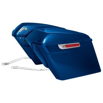 Reef Blue Stretched Saddlebag Conversion Kit w/ Chrome Hardware for Harley® Softail