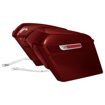 Velocity Red Sunglo Stretched Saddlebag Conversion Kit w/ Chrome Hardware for Harley® Softail '84-'17