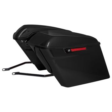 Black Quartz Stretched Saddlebag Conversion Kit w/ Black Hardware for Harley® Softail '84-'17