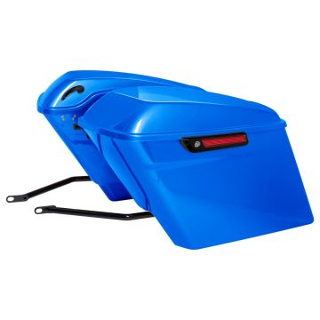 Fastback Blue Stretched Saddlebag Conversion Kit w/ Black Hardware for Harley® Softail
