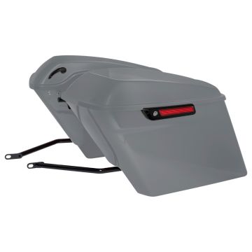 Charcoal Denim Stretched Saddlebag Conversion Kit w/ Black Hardware for Harley® Softail '84-'17