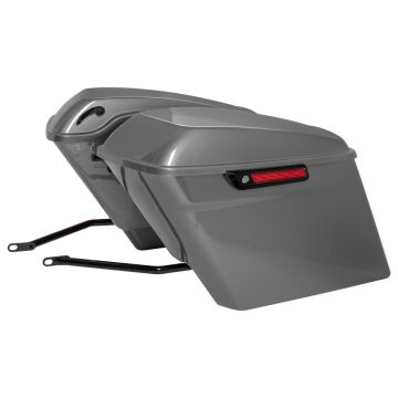 Charcoal Pearl Stretched Saddlebag Conversion Kit w/ Black Hardware for Harley® Softail '84-'17