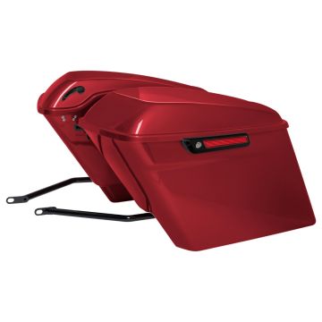 Crimson Red Sunglo Stretched Saddlebag Conversion Kit w/ Black Hardware for Harley® Softail '84-'17