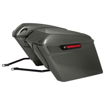 Harley Softail conversion kit stretched saddlebags with black hardware from HOGWORKZ