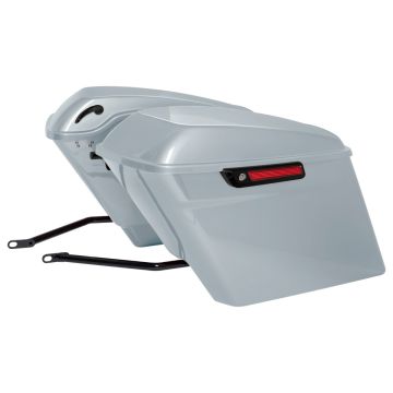 Atlas Silver Metallic Stretched Saddlebag Conversion Kit w/ Black Hardware for Harley® Softail 