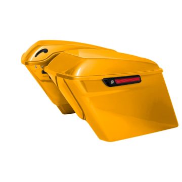 Centerline Harley Softail conversion kit stretched saddlebags with black hardware from HOGWORKZ