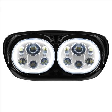 Harley® Road Glide '98-'13 Dual LED Chrome HALOMAKER® Headlight from HOGWORKZ®