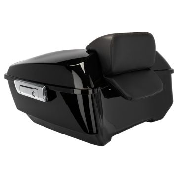 Vivid Black King Tour Pack w/ Slim Backrest & Chrome Hardware for Harley® Touring 