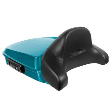 Teal Thunder Chopped Tour Pack with Full Backrest & Black Hardware for Harley® Touring