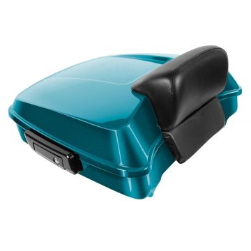 Teal Thunder Harley® Touring Chopped Tour Pack with Slim Backrest and Black Hardware from HOGWORKZ®
