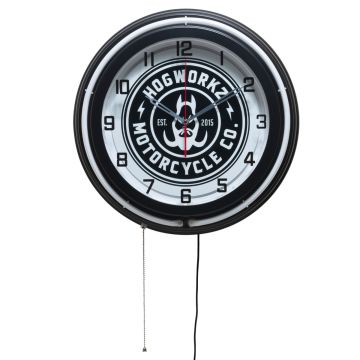 HOGWORKZ® White Neon Garage Clock