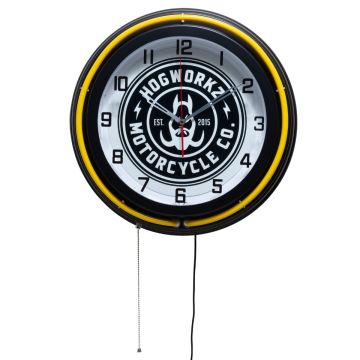 HOGWORKZ® Yellow Neon Garage Clock 