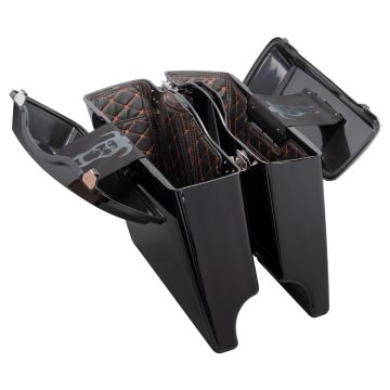 Harley® Stretched Saddlebag Liners Black w/ Orange Stitching from HOGWORKZ