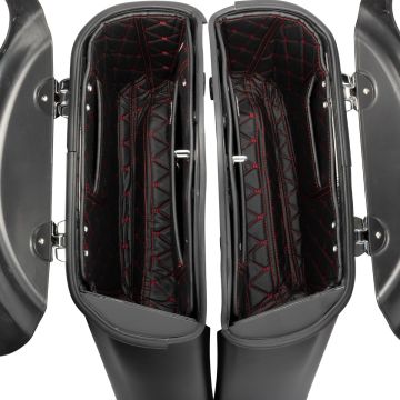 Indian Saddlebag Liners withy red stitching from HOGWORKZ top view