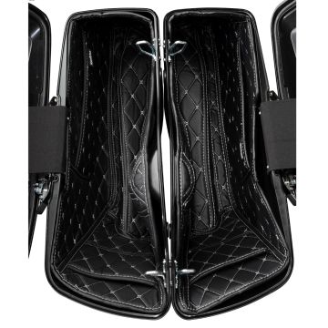 Custom Color HOGWORKZ® OEM Harley® Tapered Stretched Saddlebag Liners with silver stitching from HOGWORKZ