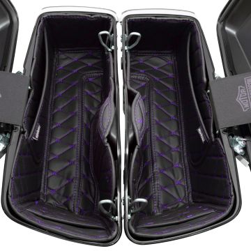 HOGWORKZ Standard / CVO™ Saddlebag Liners in Black with Purple Stitching top