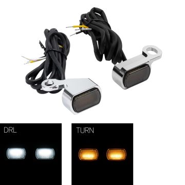 Chrome LED Handlebar DRL / Turn Signals for Harley® Dyna/Softail/Sportster 