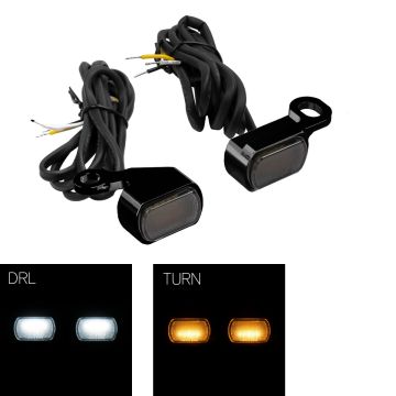 Black LED Handlebar DRL / Turn Signals for Harley® Dyna/Softail/Sportster from HOGWORKZ
