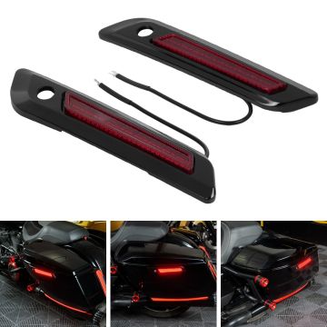 HOGWORKZ® Red and Black LED Saddlebag Latch Coverz for Harley® Touring