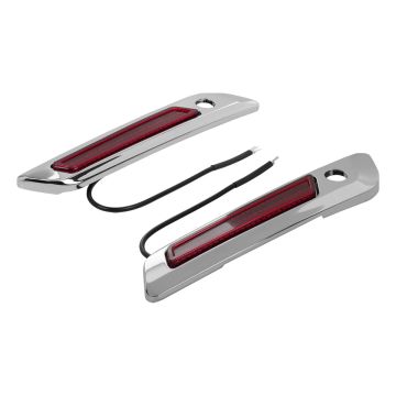 HOGWORKZ® Red and Chrome LED Saddlebag Latch Coverz for Harley® Touring