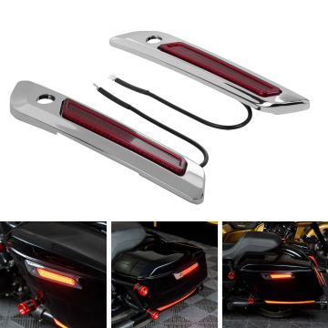 HOGWORKZ® Red and Chrome LED Saddlebag Latch Coverz for Harley® Touring
