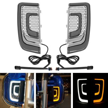 HOGWORKZ® Chrome Lumipro Lower Vented Fairing LEDs for Harley® Softail