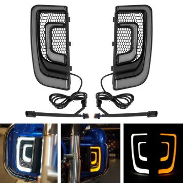 HOGWORKZ® Black Lumipro Lower Vented Fairing LEDs for Harley® Softail