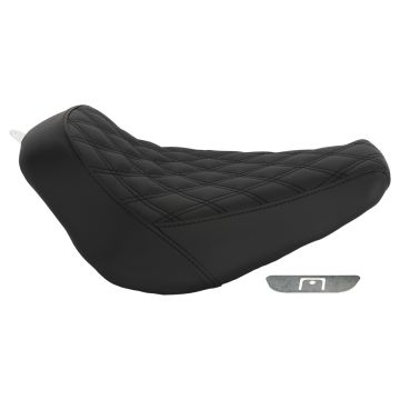 Black Solo Seat for Wide Bobber Rear Fender | Harley® Fat Boy / Breakout with Diamond Stitch from HOGWORKZ