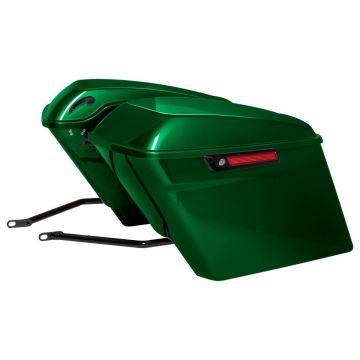 Harley Softail conversion kit stretched saddlebags with black hardware from HOGWORKZ