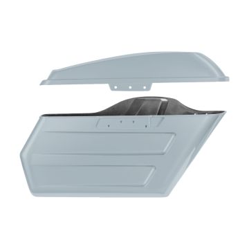 Barracuda Silver Denim Chopped Hardline Saddlebags for Harley® Touring '14-'25