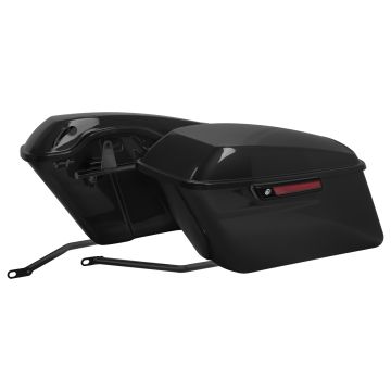 Vivid Black Standard Saddlebag Conversion Kit w/ Black Hardware for Harley® Softail