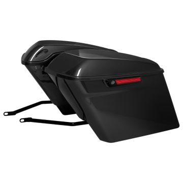 Harley Softail conversion kit stretched saddlebags with black hardware from HOGWORKZ