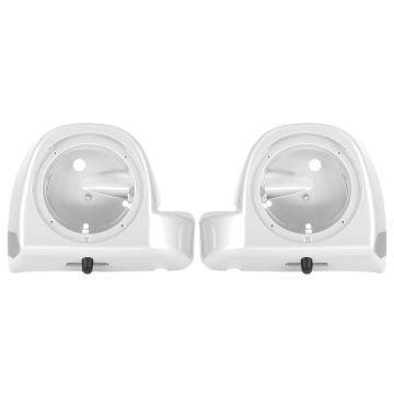White Onyx Pearl Lower Vented Fairing Speaker Pod Mounts rushmore style for Harley Touring motorcycle from HOGWORKZ pair