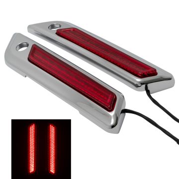 Chrome Saddlebag LED Latch Coverz™ for Harley® Touring Red Lens from HOGWORKZ