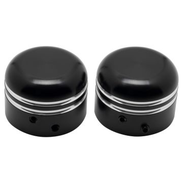 Harley® Front Axle Nut Covers smooth contrast cut Black from HOGWORKZ