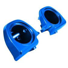 Electric Blue Lower Vented Fairing Speaker Pod Mounts non rushmore style front for Harley® Touring motorcycles from HOGWORKZ® angle